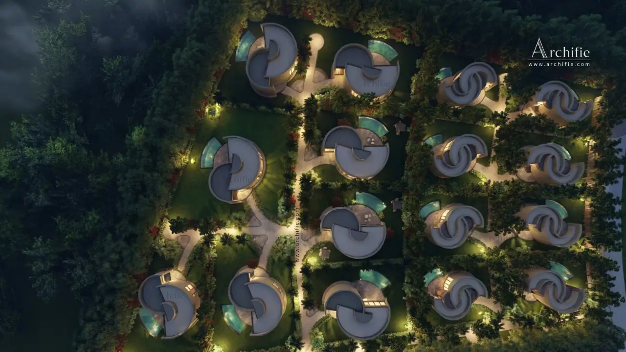 The estate laid out among the forest